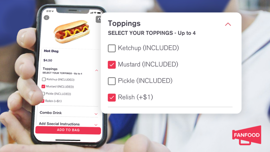 FanFood app menu customization