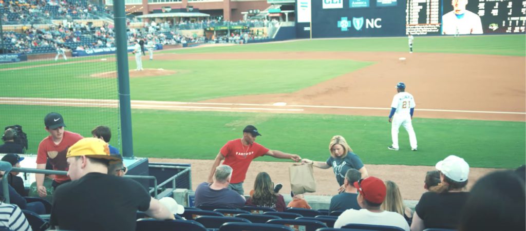 In-seat delivery by FanFood runners at Durham Bulls Athletic Park