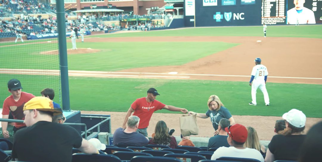 In-seat delivery by FanFood runners at Durham Bulls Athletic Park